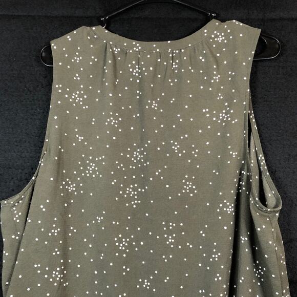Ava & Viv Womens Blouse Green White Polka Dot Sleeveless Henley Stretch 1X - Picture 11 of 12